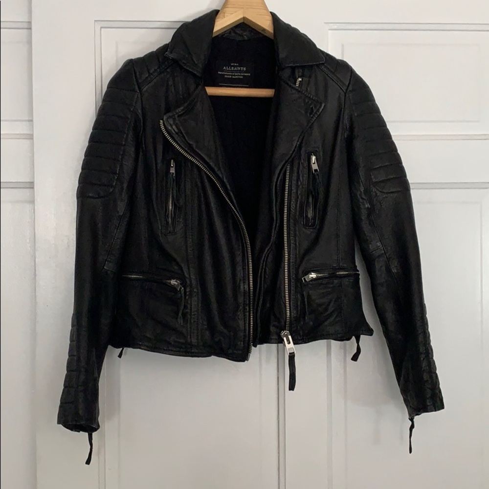 Allsaints Leather Moto Jacket Black Size 6
